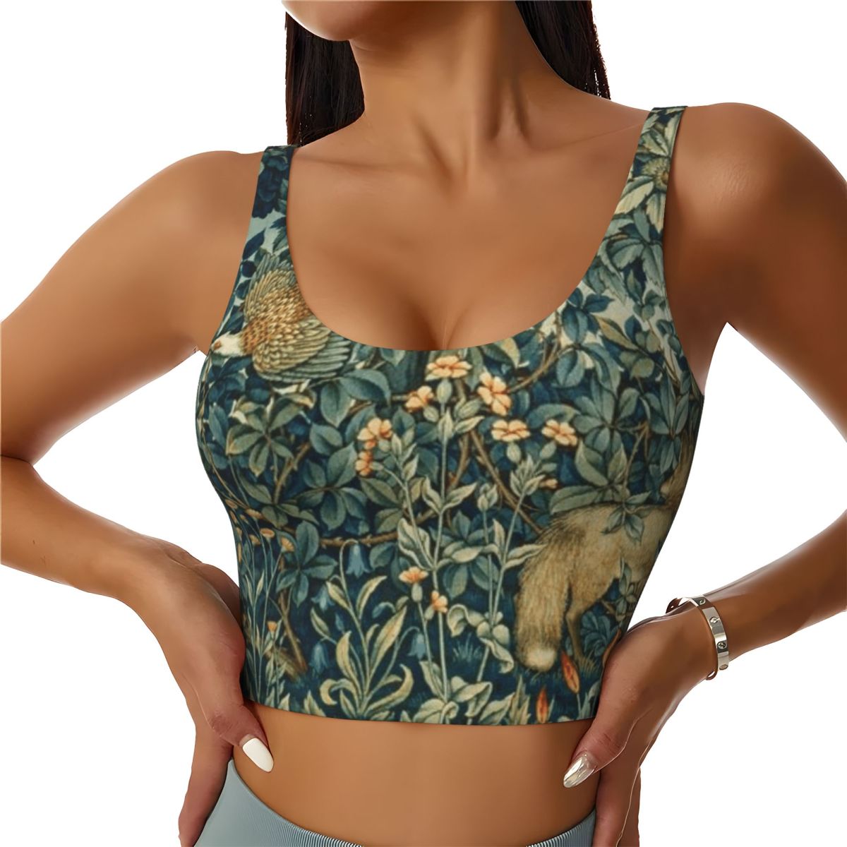 Yoga Fitness Class - Off Shoulder Yoga Top GREENERY FOREST