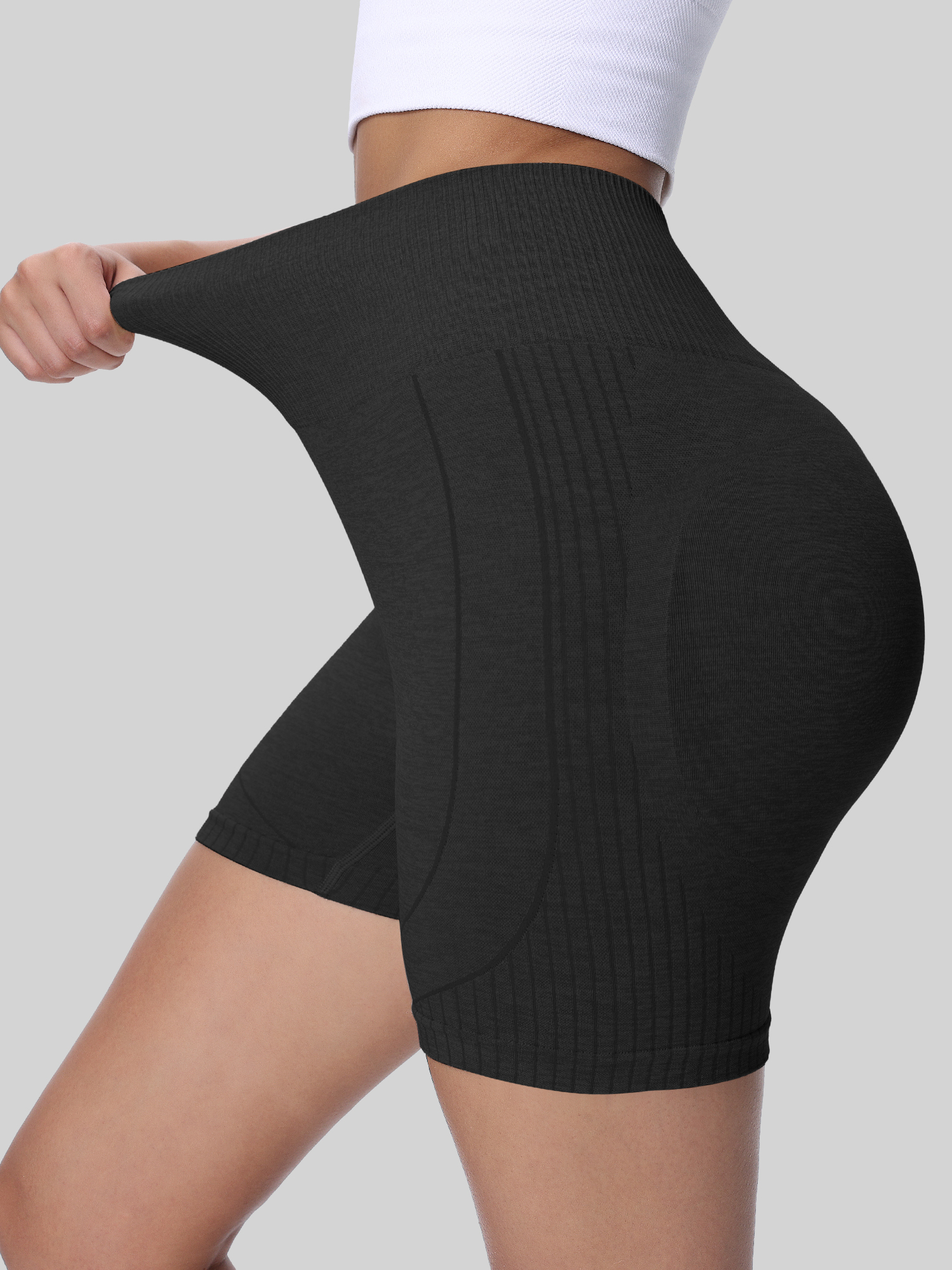 High Waist Elastic Yoga Shorts - Yoga Fitness Class 评论和价格