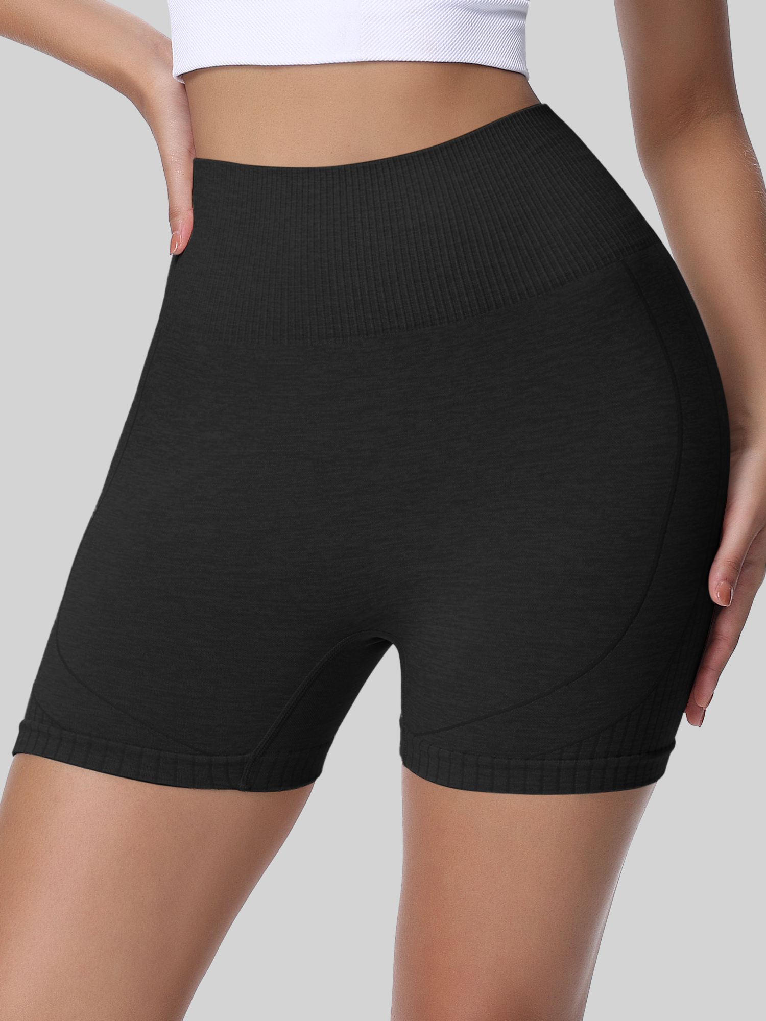 High Waist Elastic Yoga Shorts - Yoga Fitness Class 评论和价格