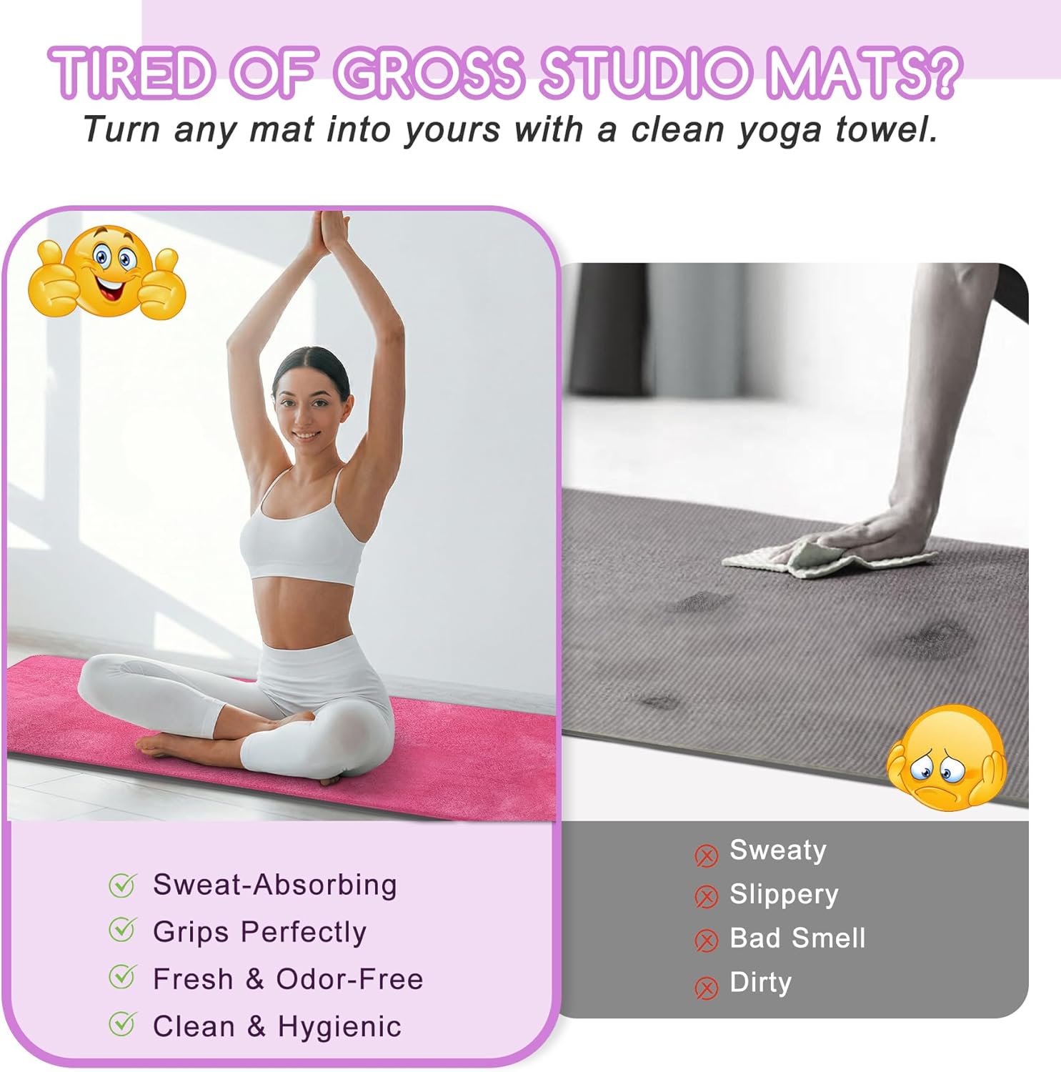 Yoga Mat Towel, Extra Thick 60 - Fitness Yoga Pilates 评论和价格